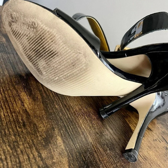 Guess|  By Marciano Women’s Ankle Strap Black Patent 3.75” Sandal Heels Size 7 - Picture 7 of 7